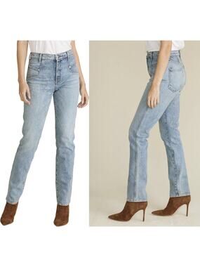 NEW VERONICA BEARD Ryleigh High Waist Slim Straight Leg Blue Jeans Women's Sz 24